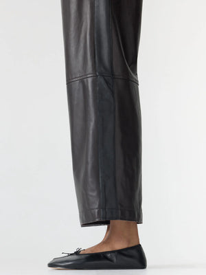Leather Pull On Wide Leg Pant Carob w/ Black Stripe