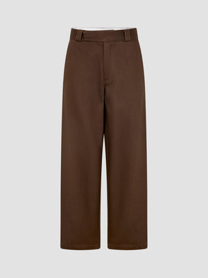 Double Twill Wide Leg Pant Dark Brown