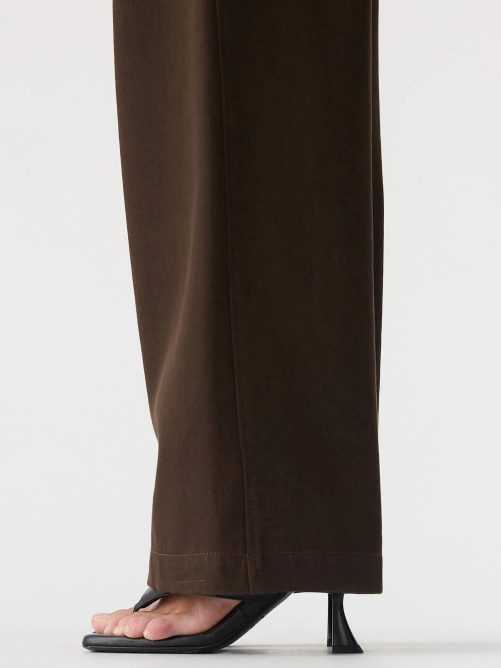 Double Twill Wide Leg Pant Dark Brown