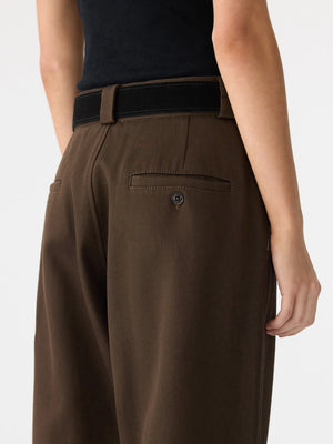 Double Twill Wide Leg Pant Dark Brown