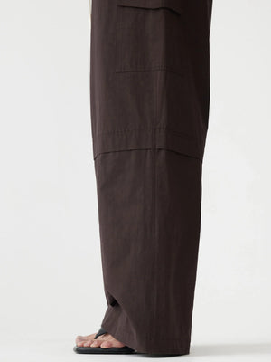 Crushed Cotton Layered Pant Chocolate Brown