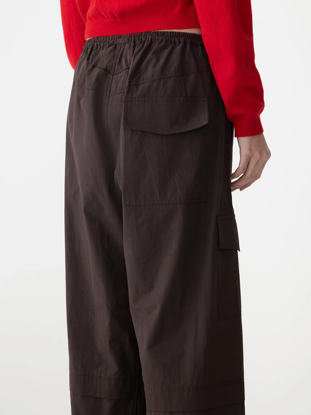 Crushed Cotton Layered Pant Chocolate Brown