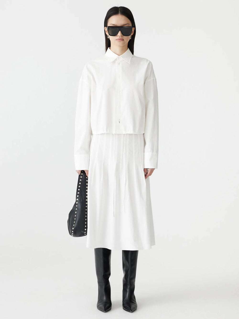 Crushed Cotton Gathered Shirt Natural