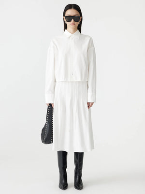 Crushed Cotton Gathered Shirt Natural