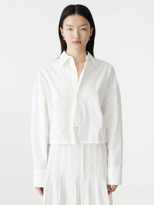 Crushed Cotton Gathered Shirt Natural