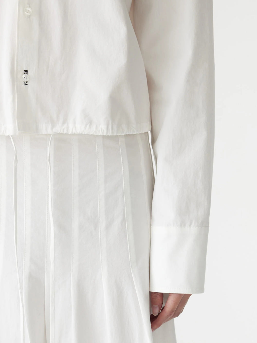 Crushed Cotton Gathered Shirt Natural
