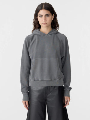 Fleece Cropped Hoodie Washed Black
