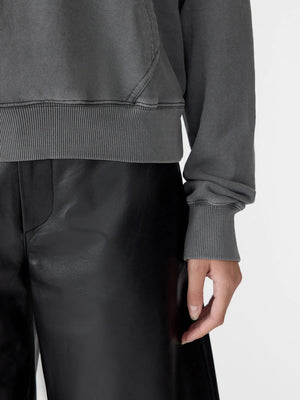 Fleece Cropped Hoodie Washed Black