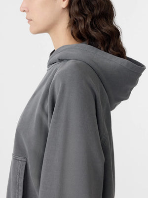 Fleece Cropped Hoodie Washed Black