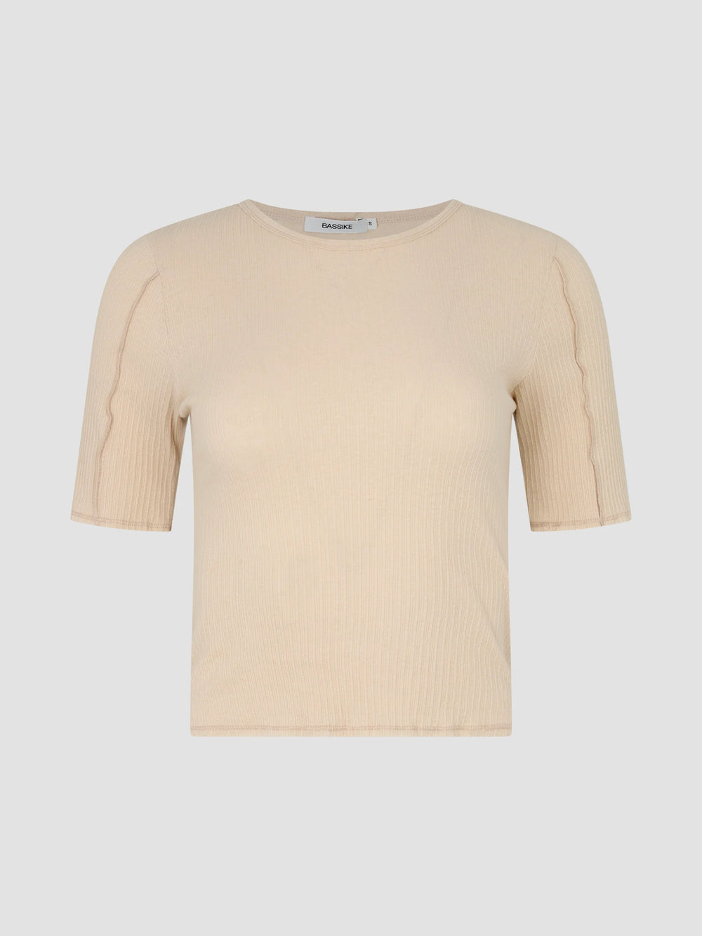 Textured 3/4 Sleeve Rib T-Shirt Natural