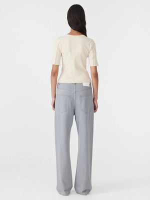 Textured 3/4 Sleeve Rib T-Shirt Natural
