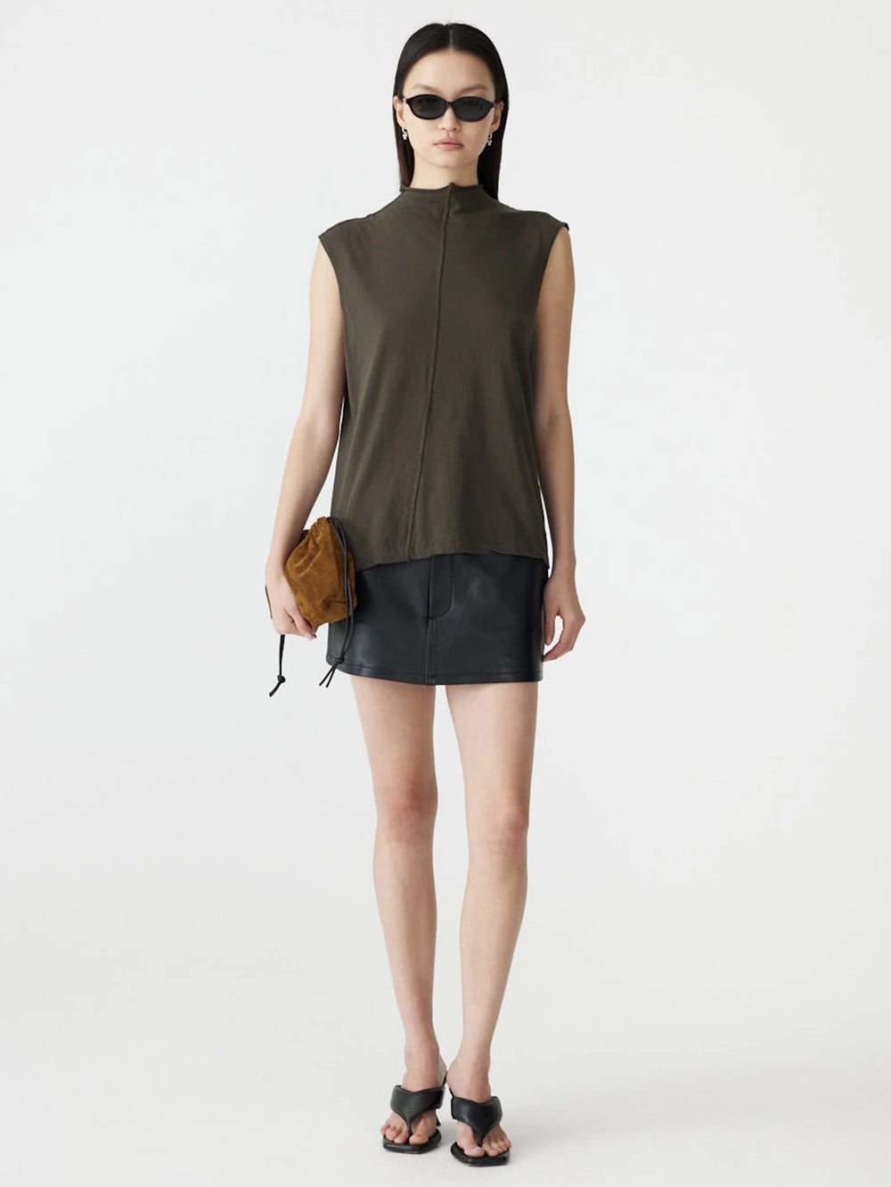Slouch Raised Neck Tank Ash