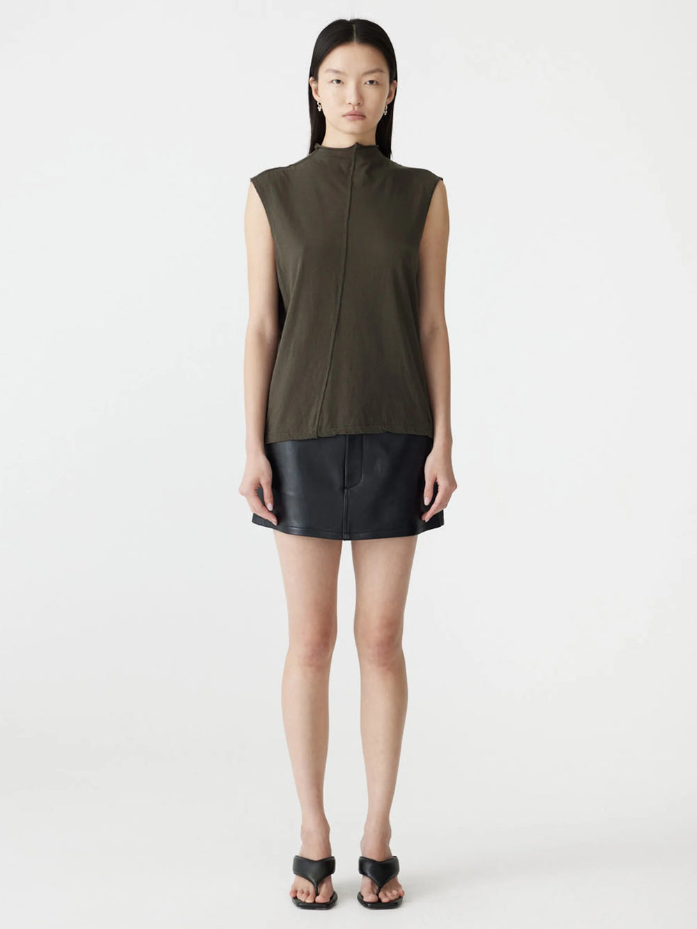 Slouch Raised Neck Tank Ash