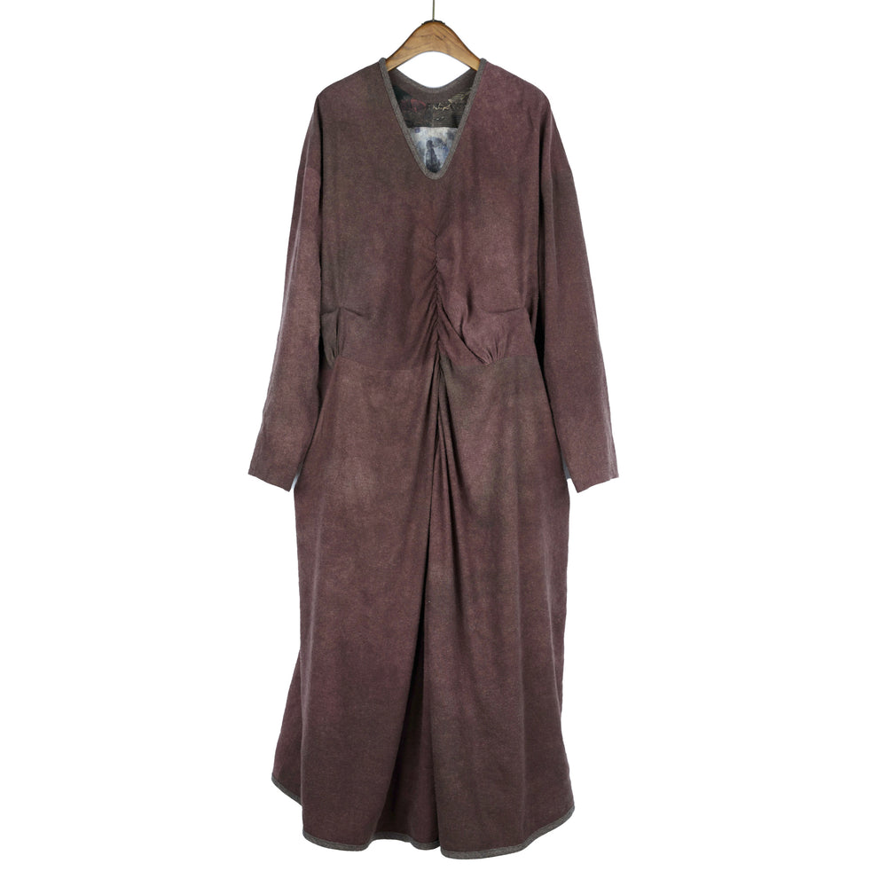 V Neck Gathered Long Dress