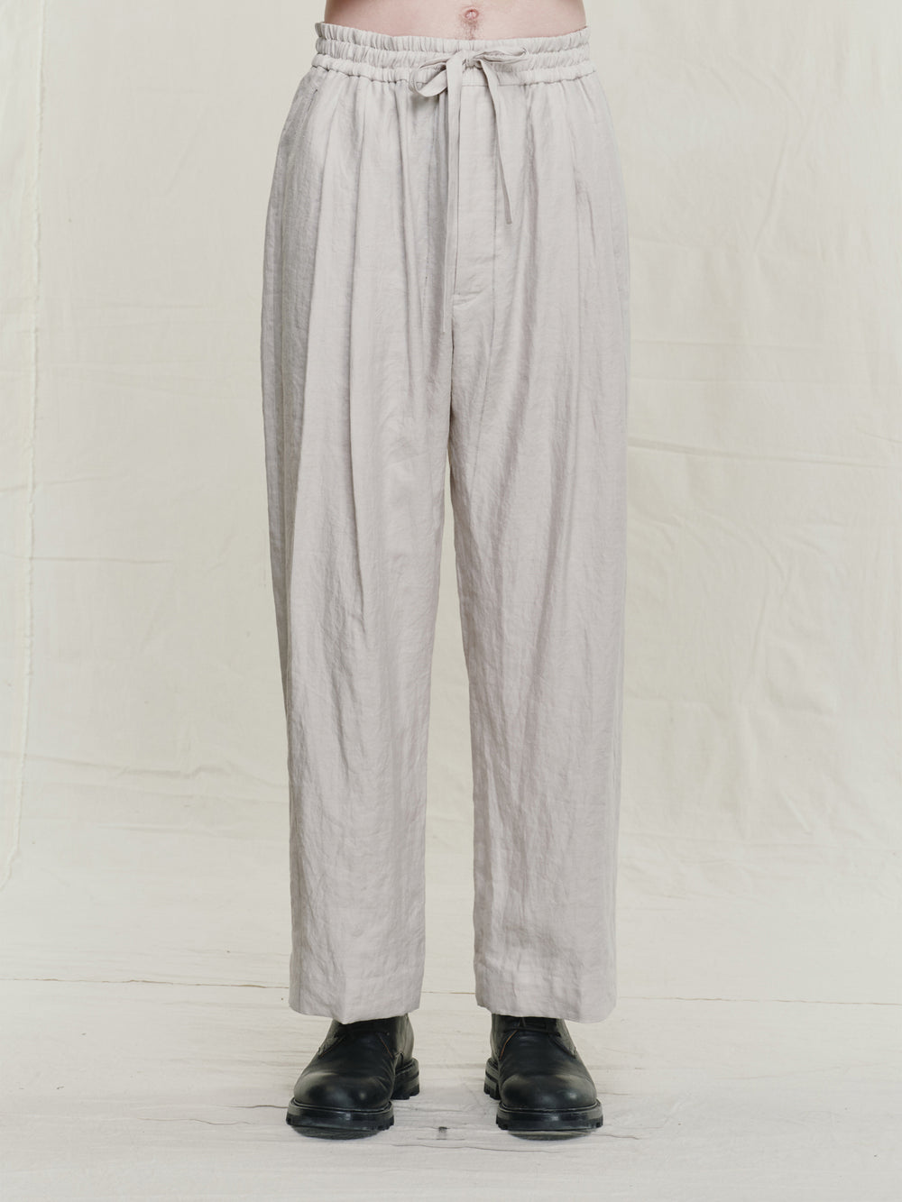 Thin Stripe Twill Drawstring Trousers