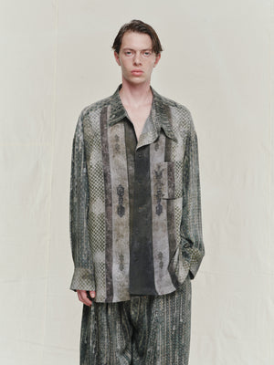 Digital Print Silk Twill Drape Shirt