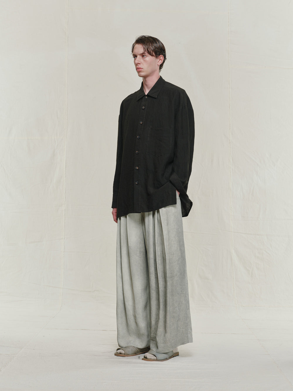 Puppytooth Linen Cocoon Shirt