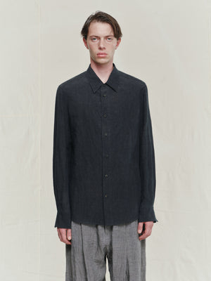 Classic Spread Collar Linen Shirt