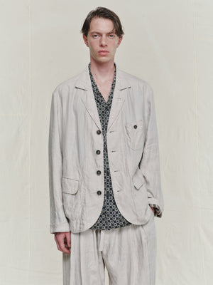 Striped Twill Linen Twill Worker Blazer