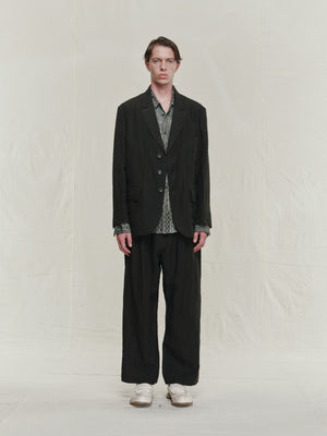 Puppytooth Three Button Linen Blazer