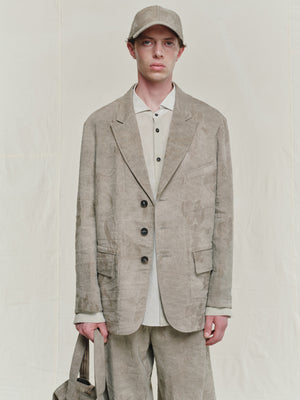 Double-Dyed Jacquard Three Button Blazer