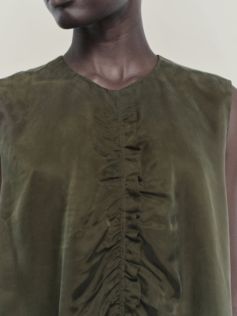 Sand Washed Gathered Sleeveless Top