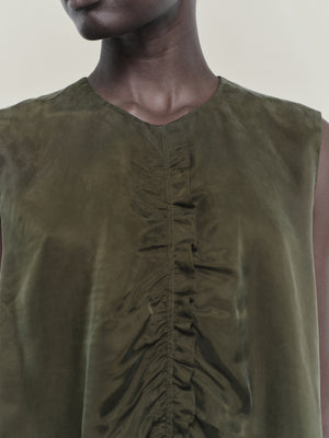 Sand Washed Gathered Sleeveless Top