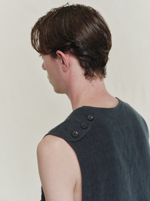 Hand-Dyed Front Pocket Sleeveless Top