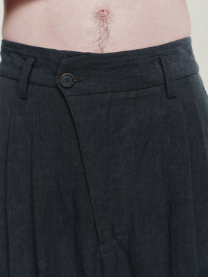 Hand-Dyed Wide Leg Linen Canvas Trousers