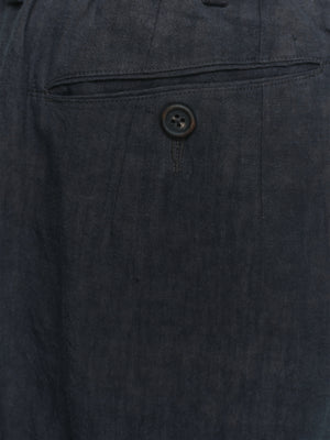 Hand-Dyed Pleated Tapered Linen Canvas Trousers