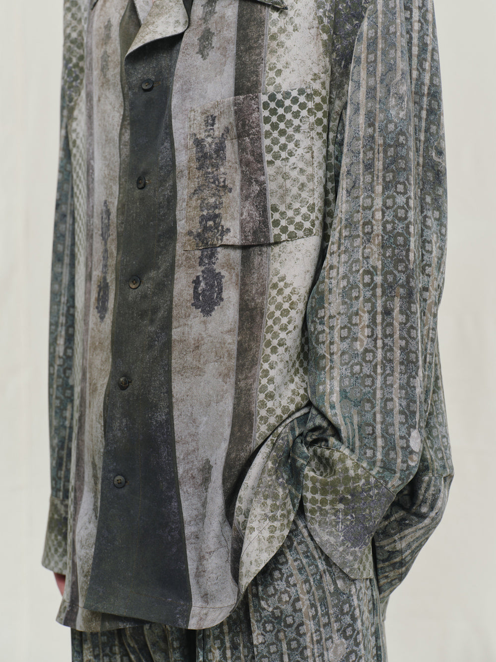 Digital Print Silk Twill Drape Shirt
