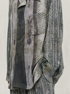Digital Print Silk Twill Drape Shirt