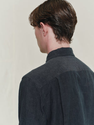 Classic Spread Collar Linen Shirt
