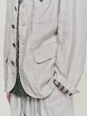 Striped Twill Linen Twill Worker Blazer