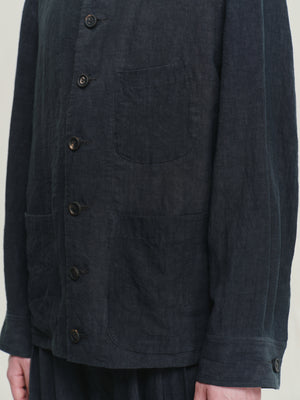 Hand-dyed Spread Collar Linen Chore Jacket