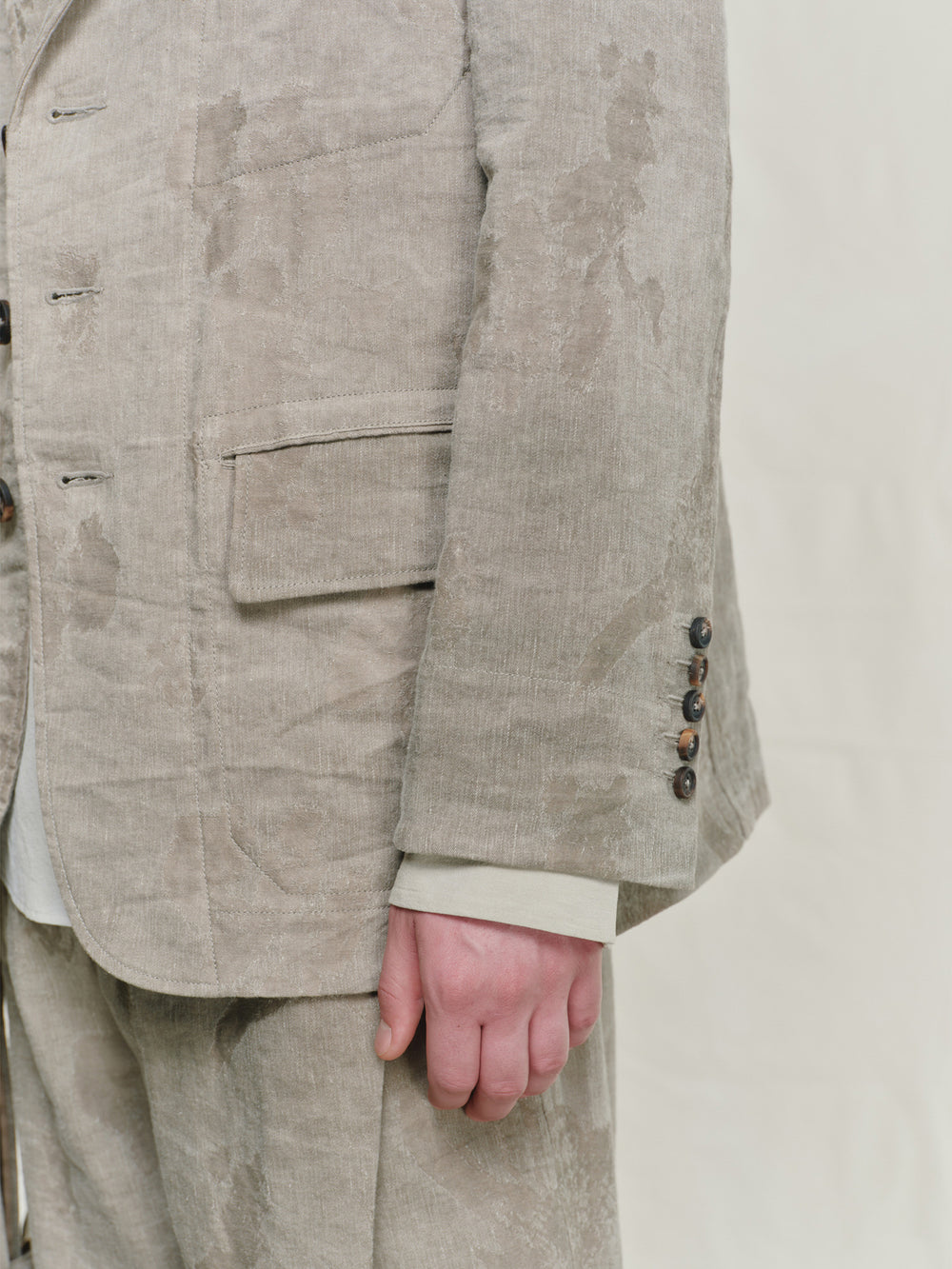 Double-Dyed Jacquard Three Button Blazer