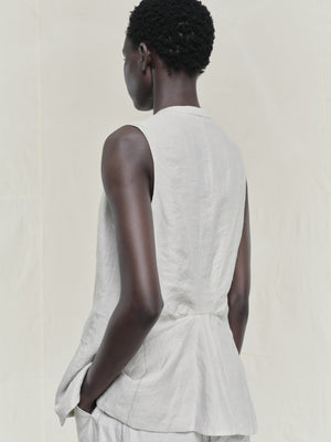 Thin Striped Linen Silk Striped Twill Gilet