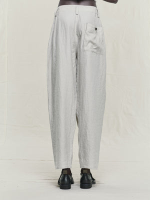 Thin Striped Linen Silk Twill Drop Crotched Trousers