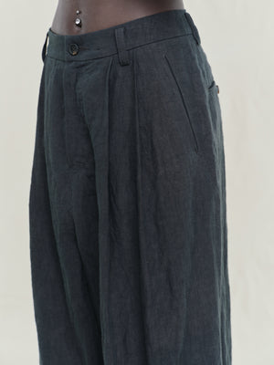 Hand-dyed Wide Leg Linen Canvas Trousers