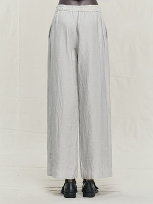 Thin Stripe Linen Silk Twill Drawstring Trousers