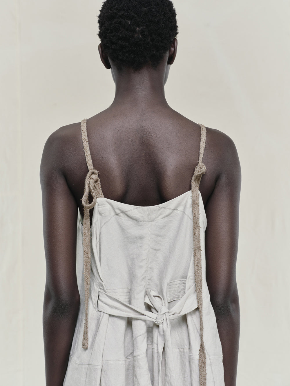 Thin Stripe Linen Silk Twill Loose Dress