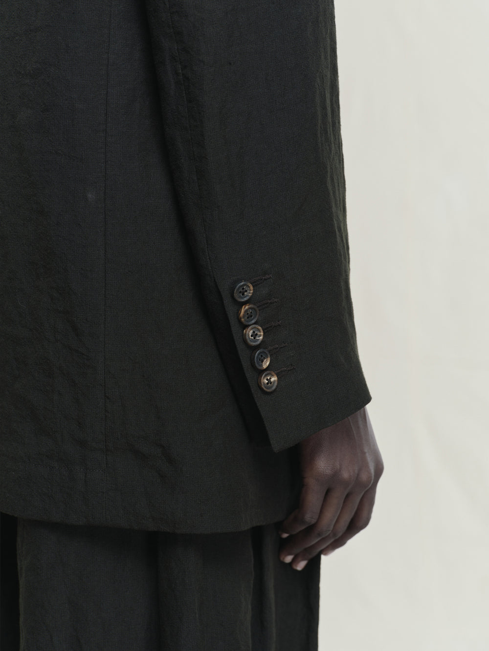 Puppytooth Linen One Button Blazer
