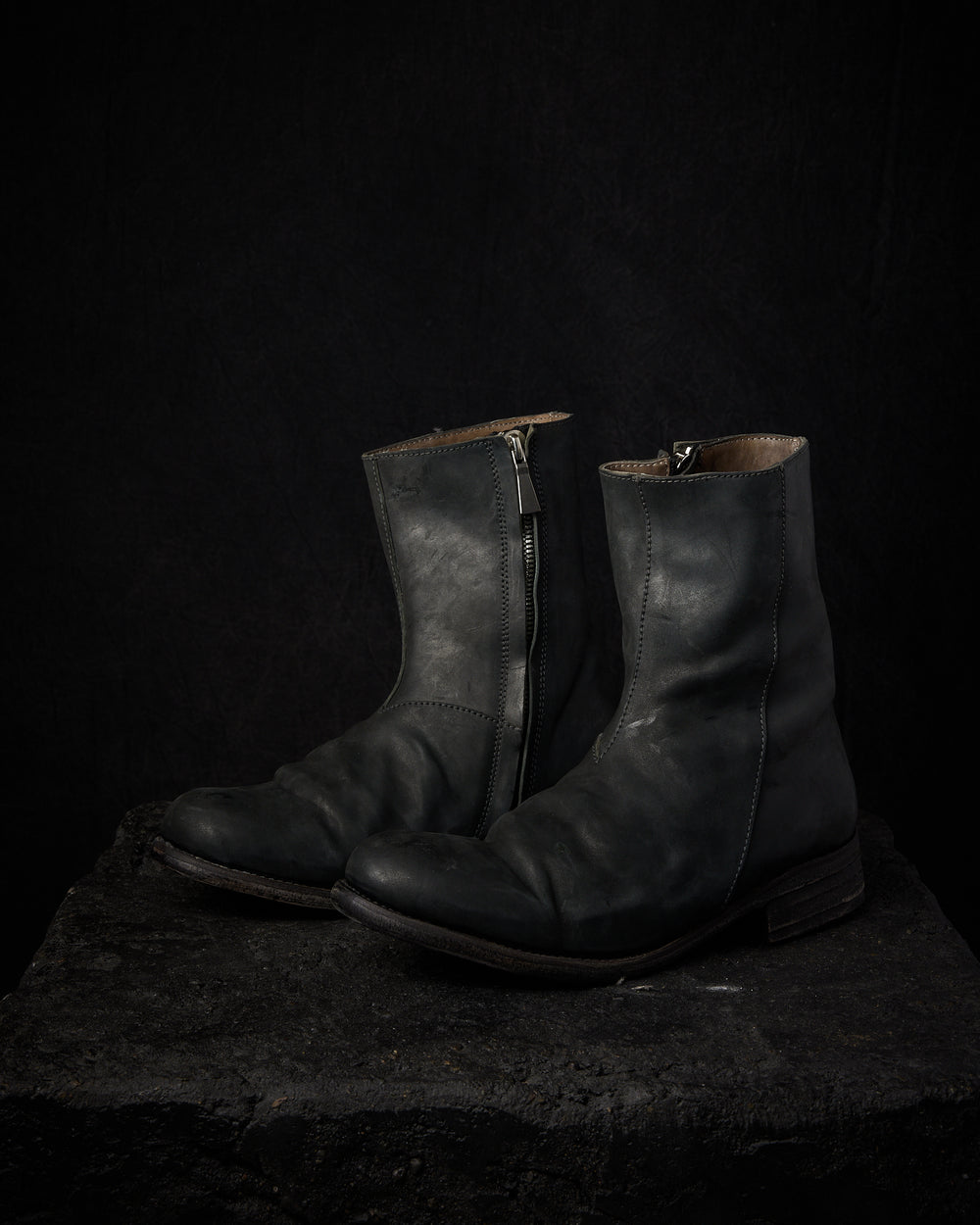 Side Zip Boots Horse Culatta Matte Black