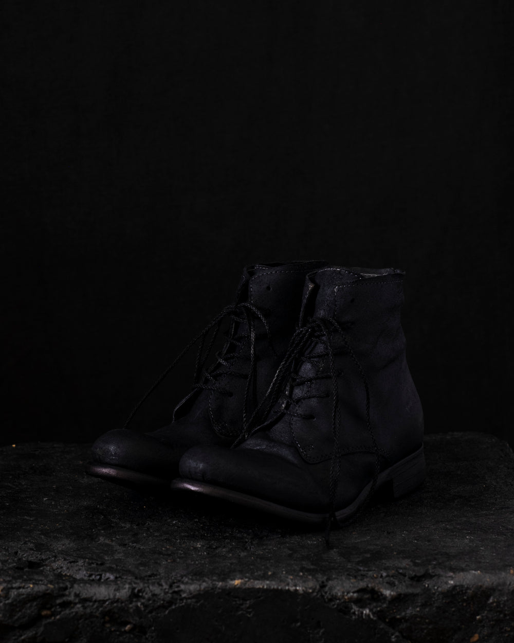 Low Lace Up Ankle Boots Black