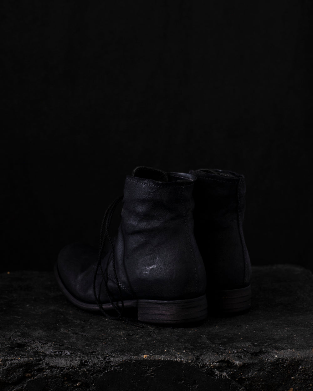 Low Lace Up Ankle Boots Black