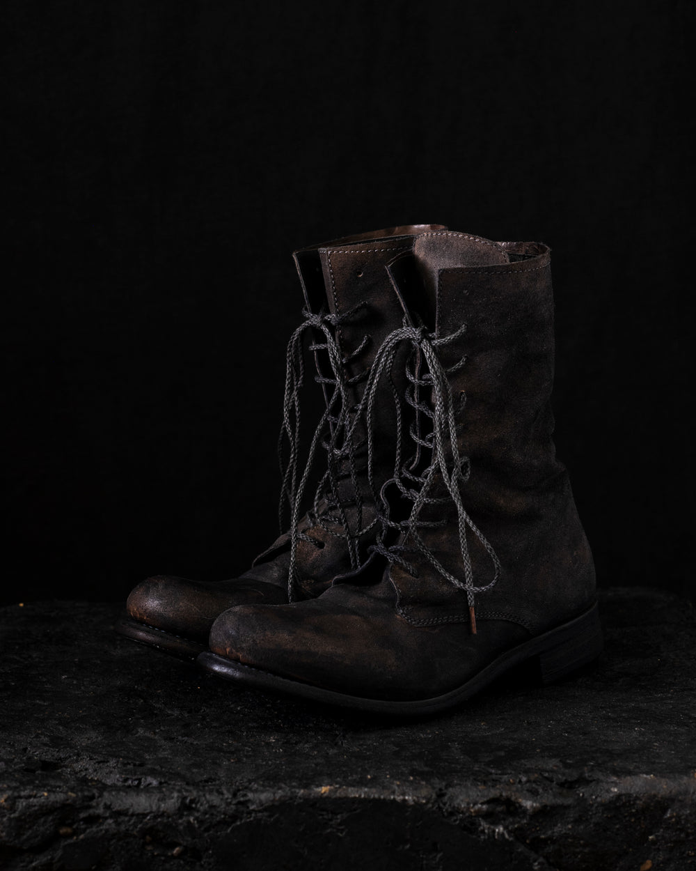 Womens High Lace Up Boot Dark Grey Brown