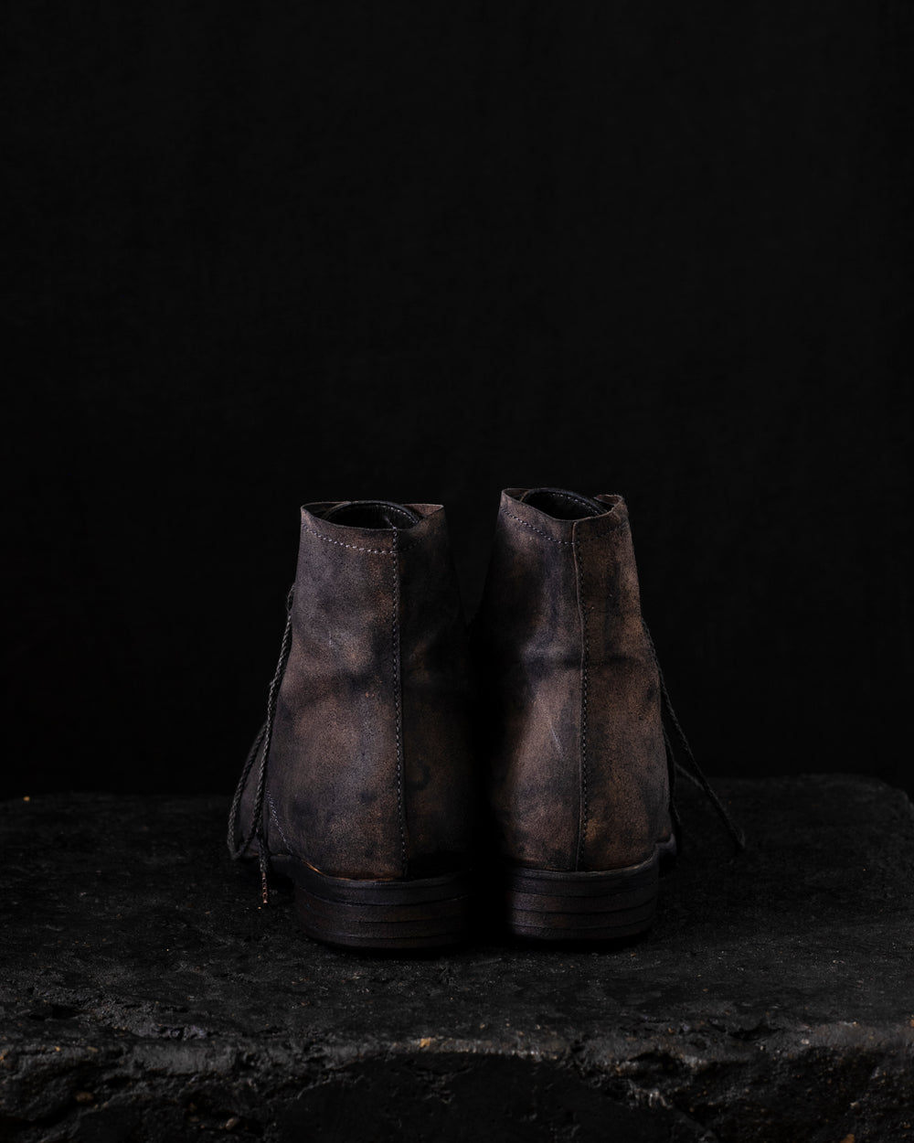 Low Lace Up Ankle Boots Dark Grey Brown