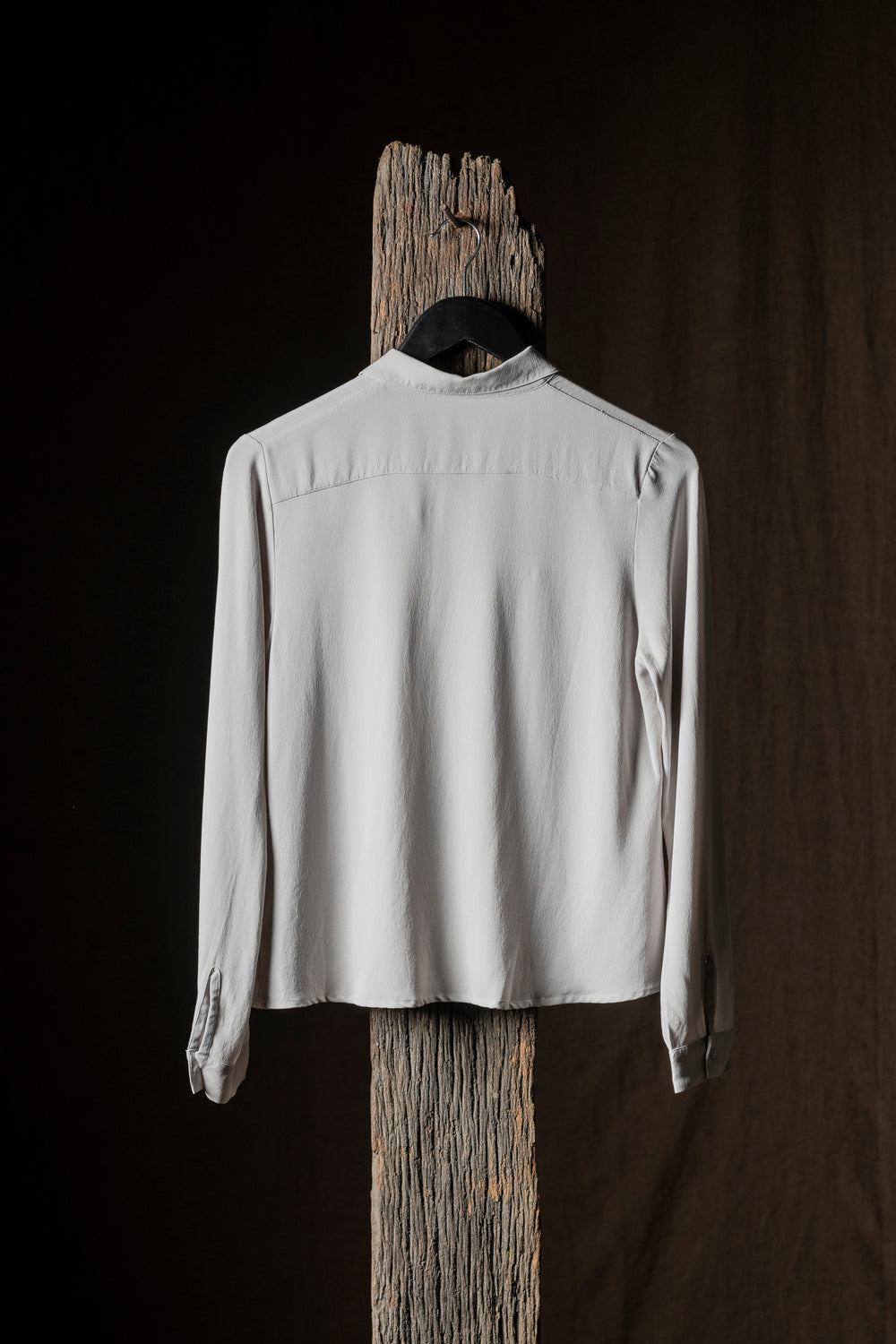Collar LS Silk Shirt Sable