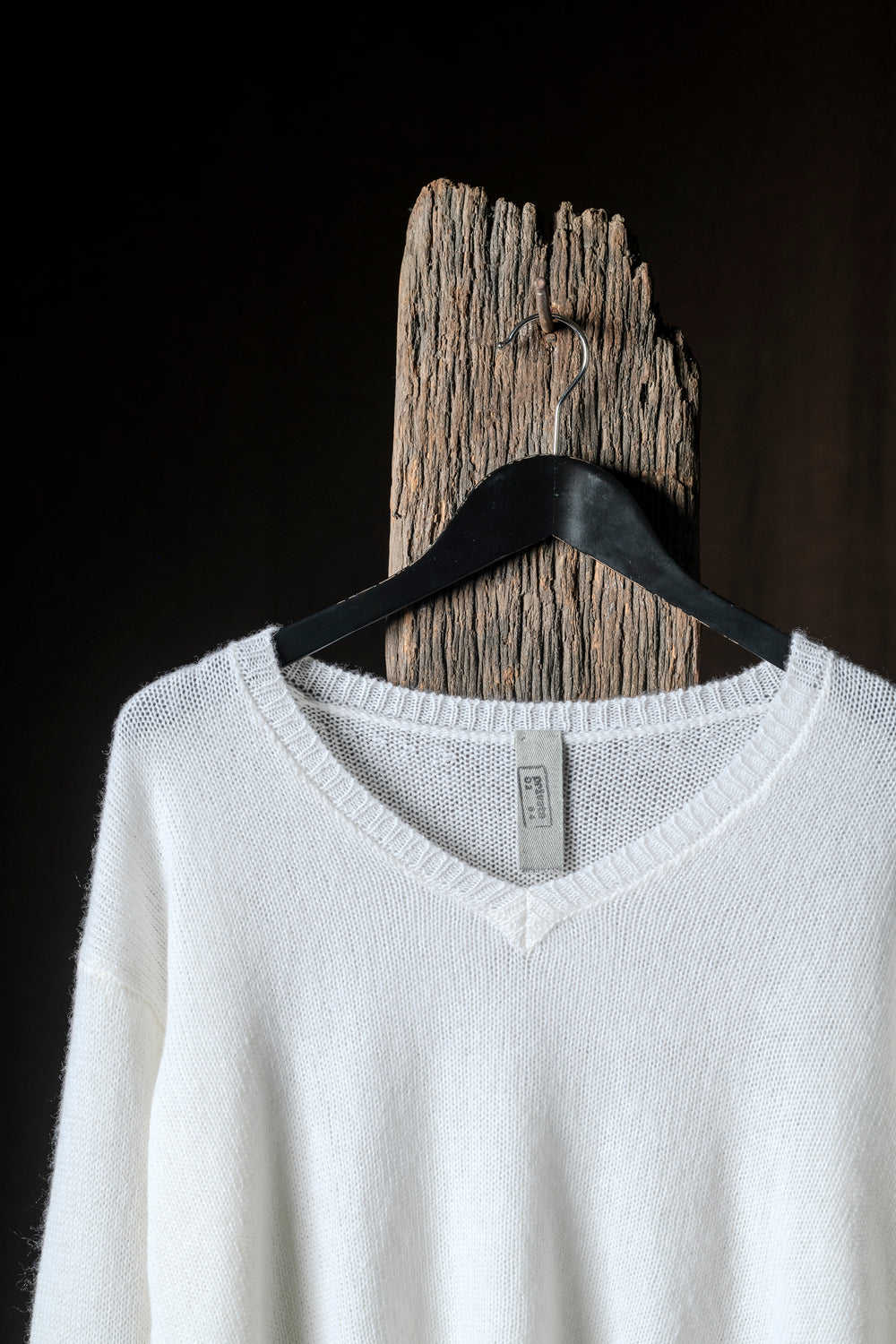 V-Neck Knit Sweater Cashmere White