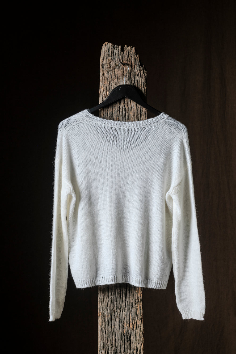 V-Neck Knit Sweater Cashmere White